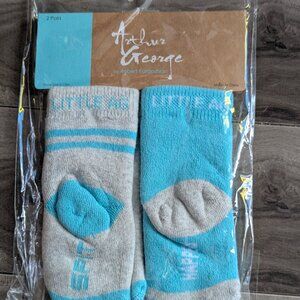 Arthur George Baby Socks – Blue & Grey – 2 Pairs (0–12M)